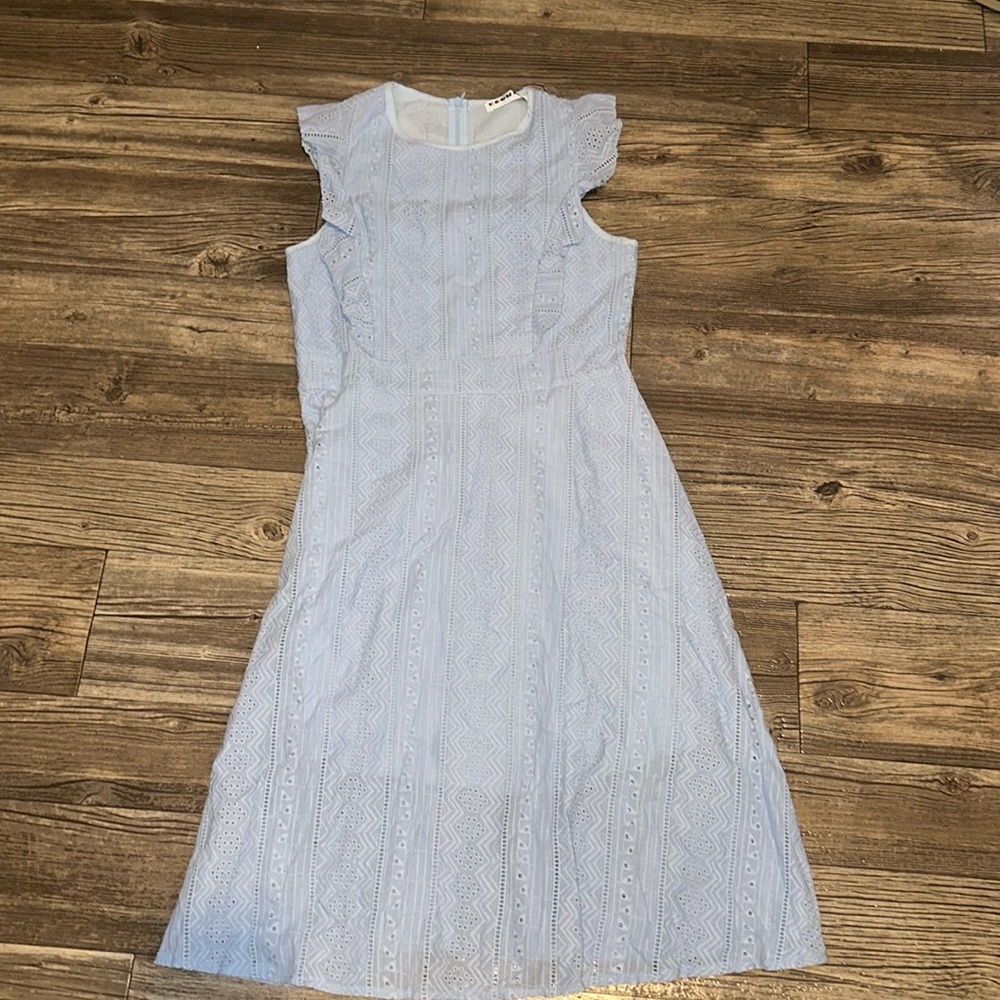 Baby blue mid calf spring dress